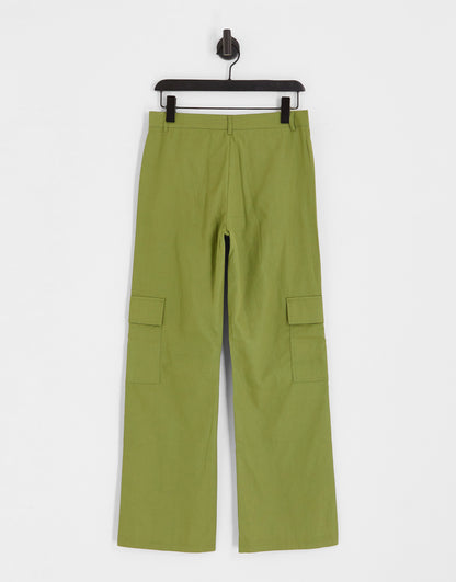 Heartbreak wide leg cargo trousers in khaki