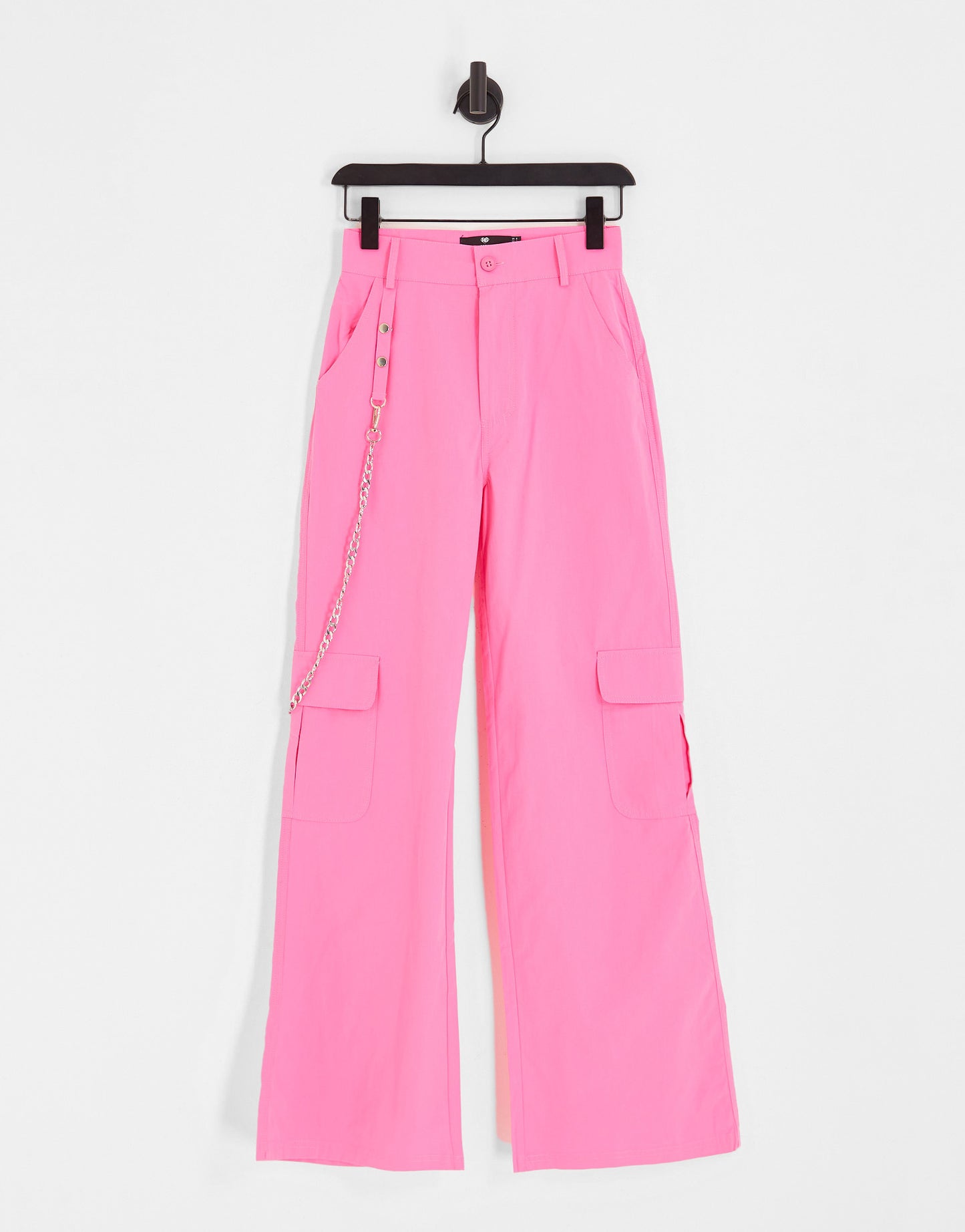 Heartbreak wide leg cargo trousers with detachable chain in pink