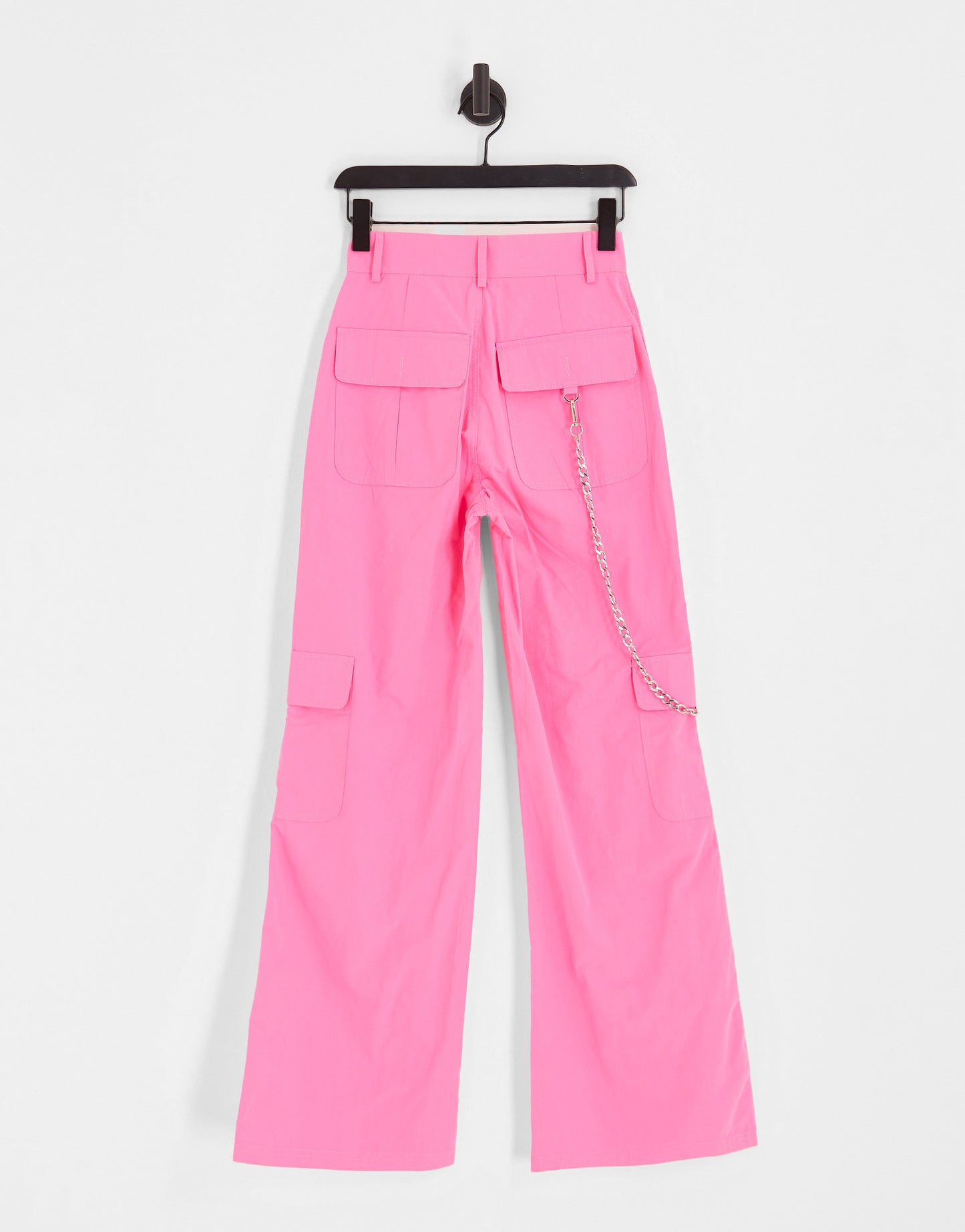 Heartbreak wide leg cargo trousers with detachable chain in pink