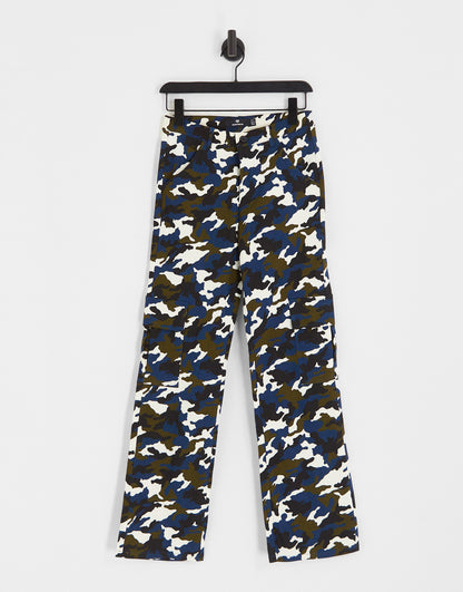 Heartbreak wide leg cargo trousers in camo print