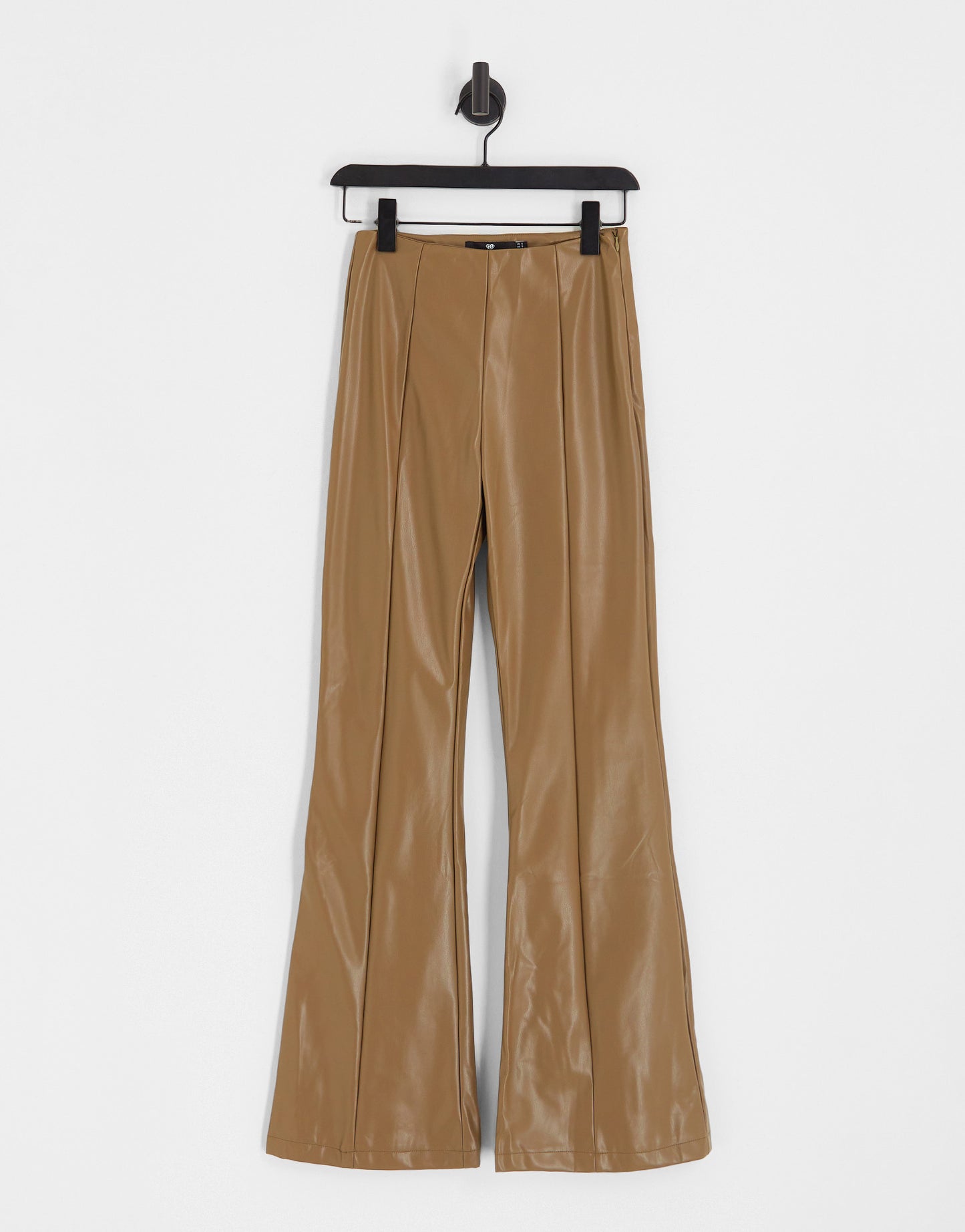 Heartbreak faux leather wide leg trousers in taupe