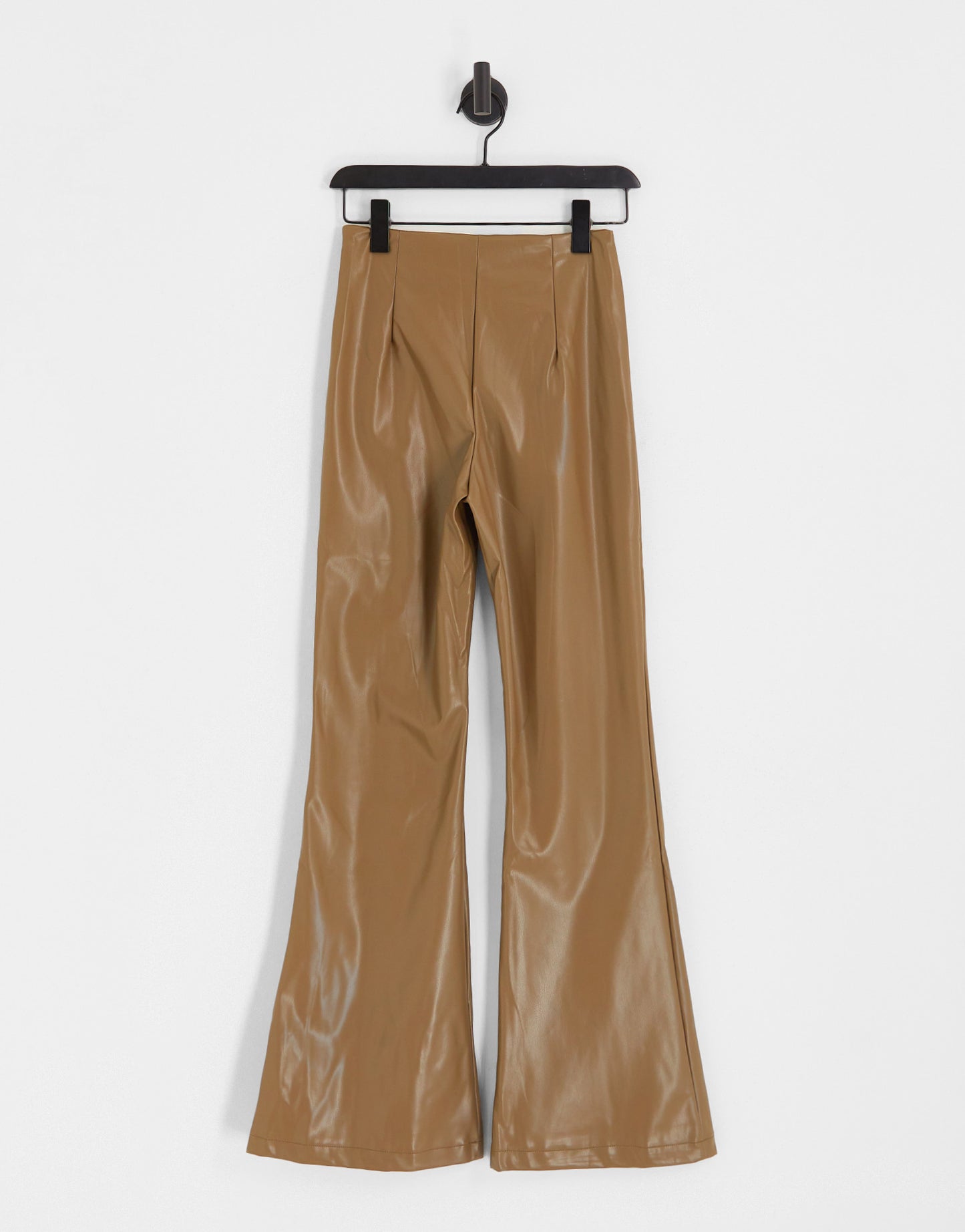 Heartbreak faux leather wide leg trousers in taupe