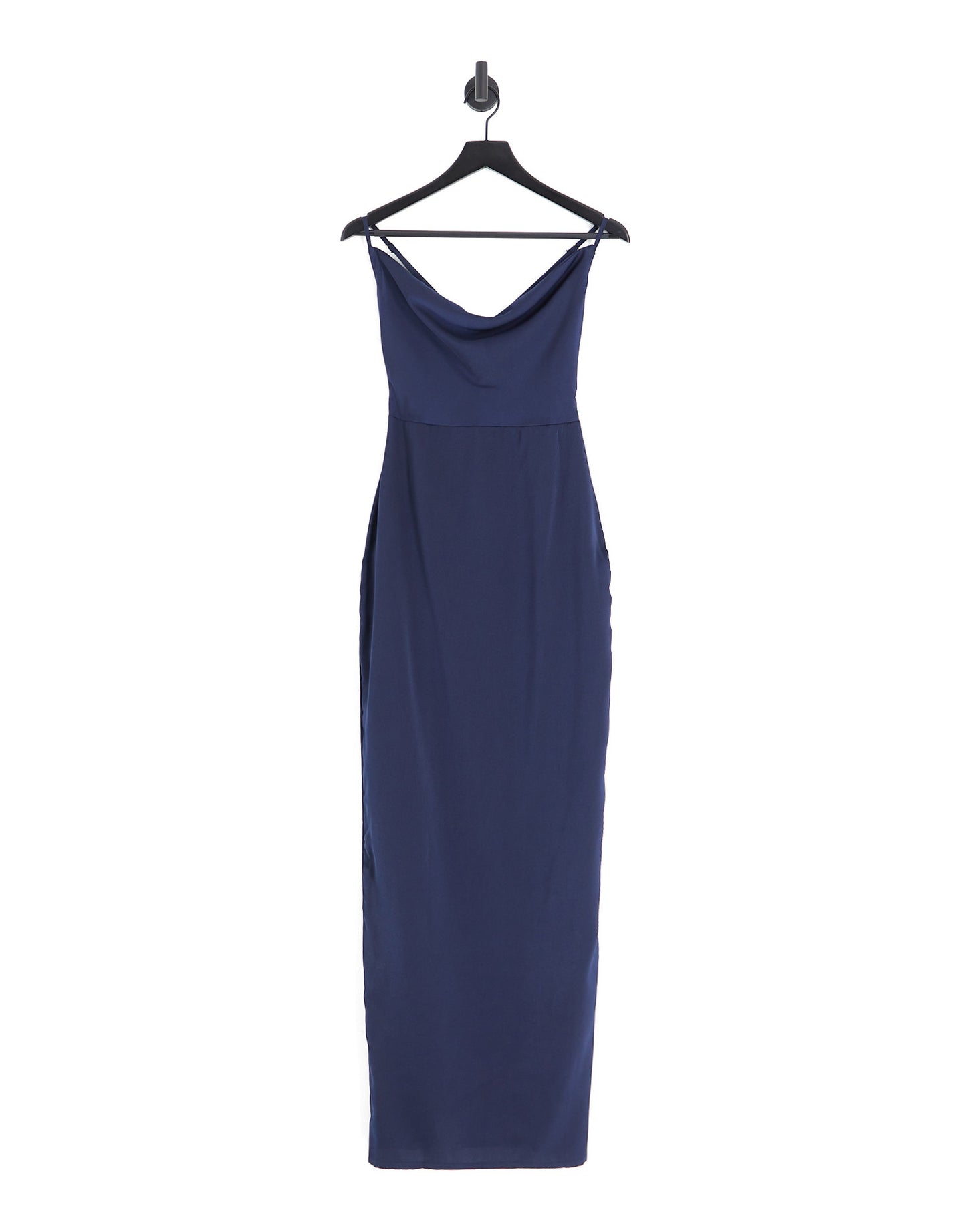 NaaNaa Tall cowl neck satin prom maxi dress in navy