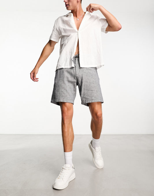 Selected Homme linen mix short in grey