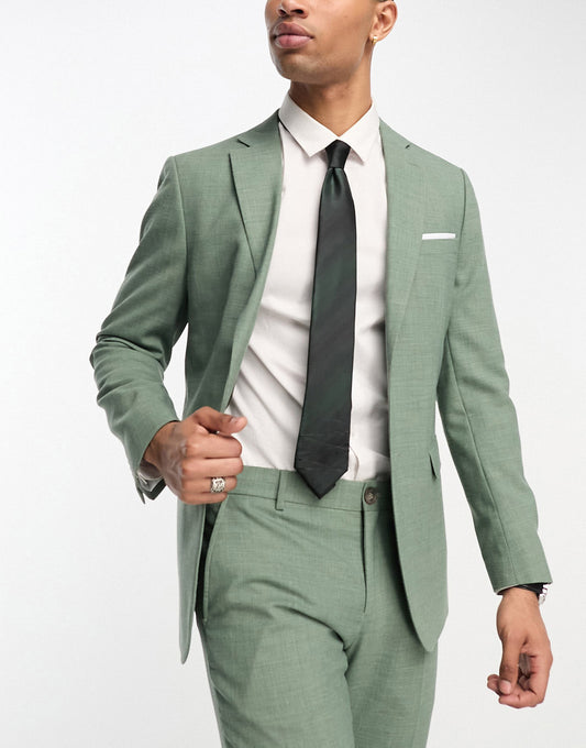 Selected Homme linen mix suit jacket in light green