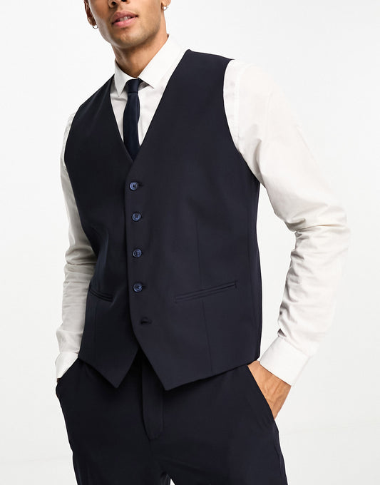 Selected Homme slim fit waist coat in navy