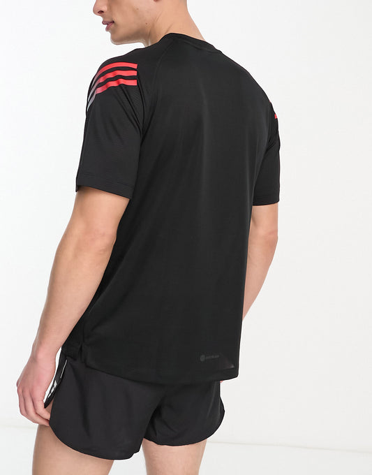 adidas Training Train Icons gradient 3 stripe t-shirt in black