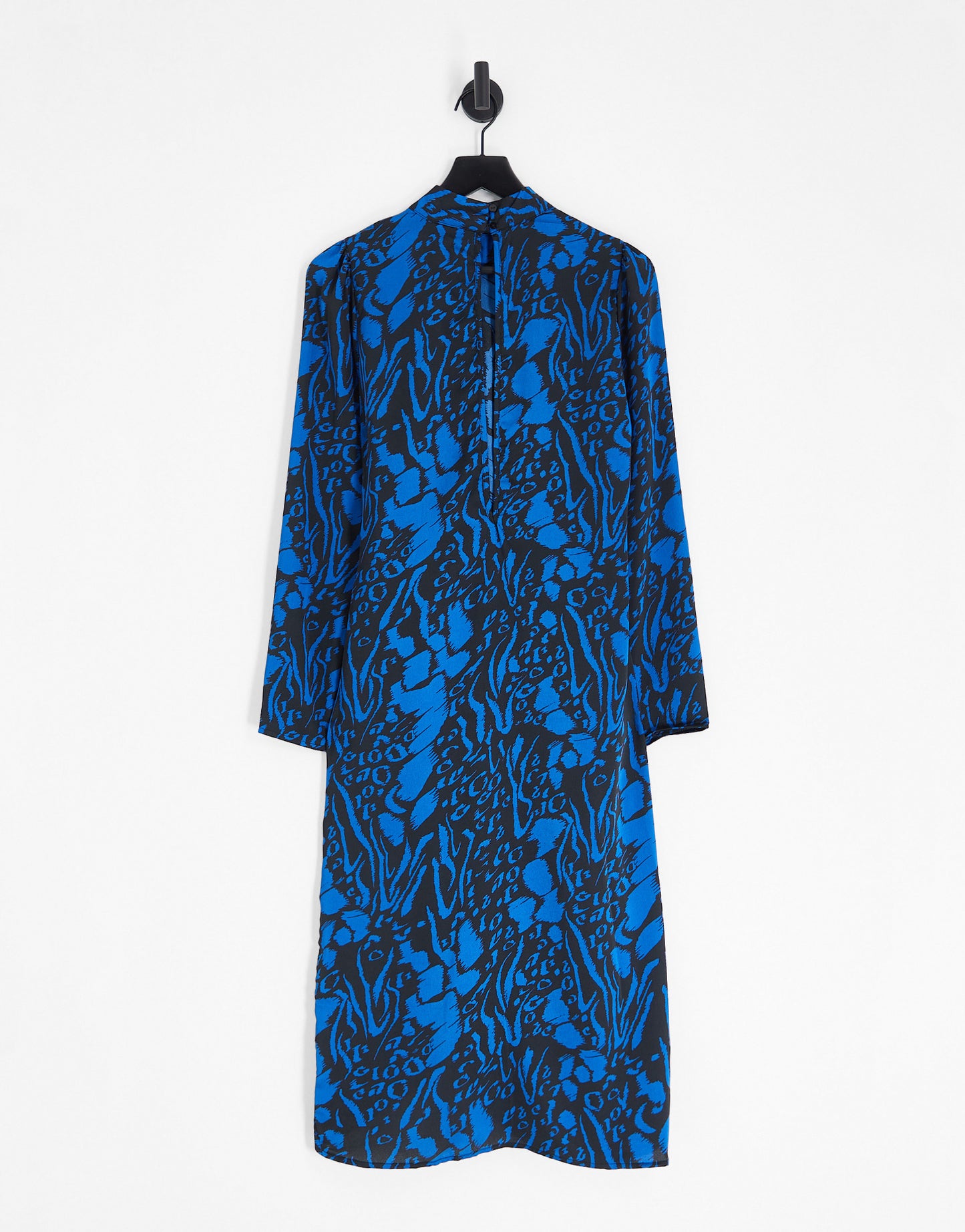 Object printed midi dress with wrap detail in blue and black