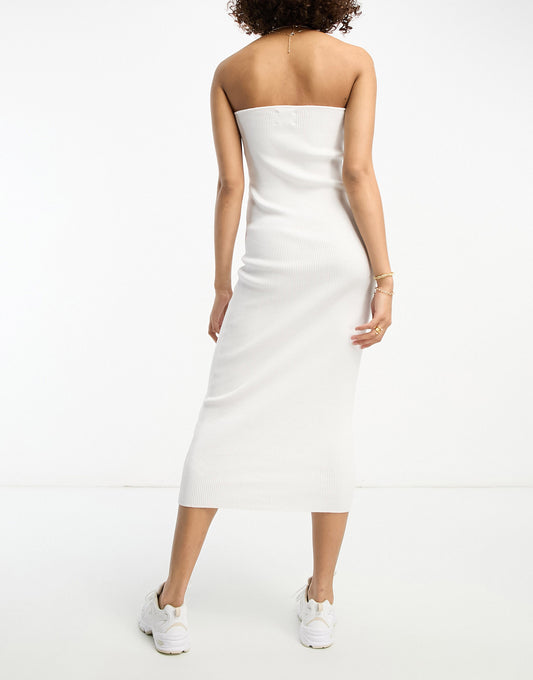 ASOS DESIGN knitted bandeau midi dress in white