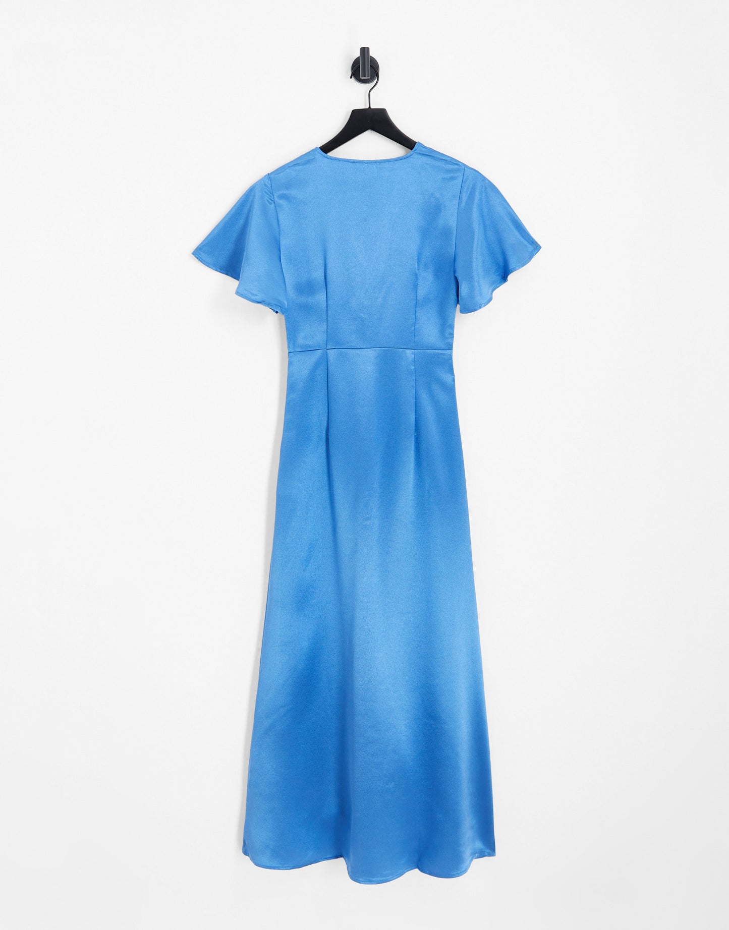 Vila Bridesmaid satin flutter sleeve maxi dress in blue