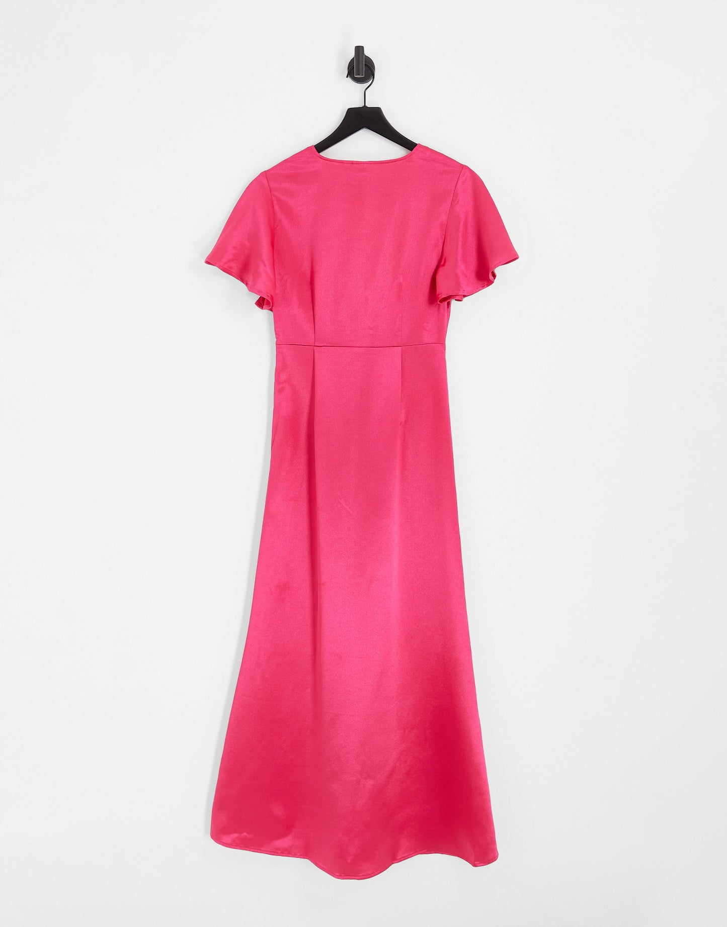 Vila Bridesmaid satin flutter sleeve maxi dress in pink