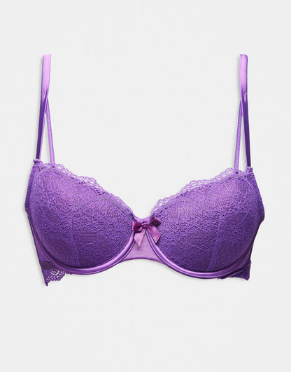 Hunkemoller X Nyakim Gatwech Fleur lace padded demi bra in purple