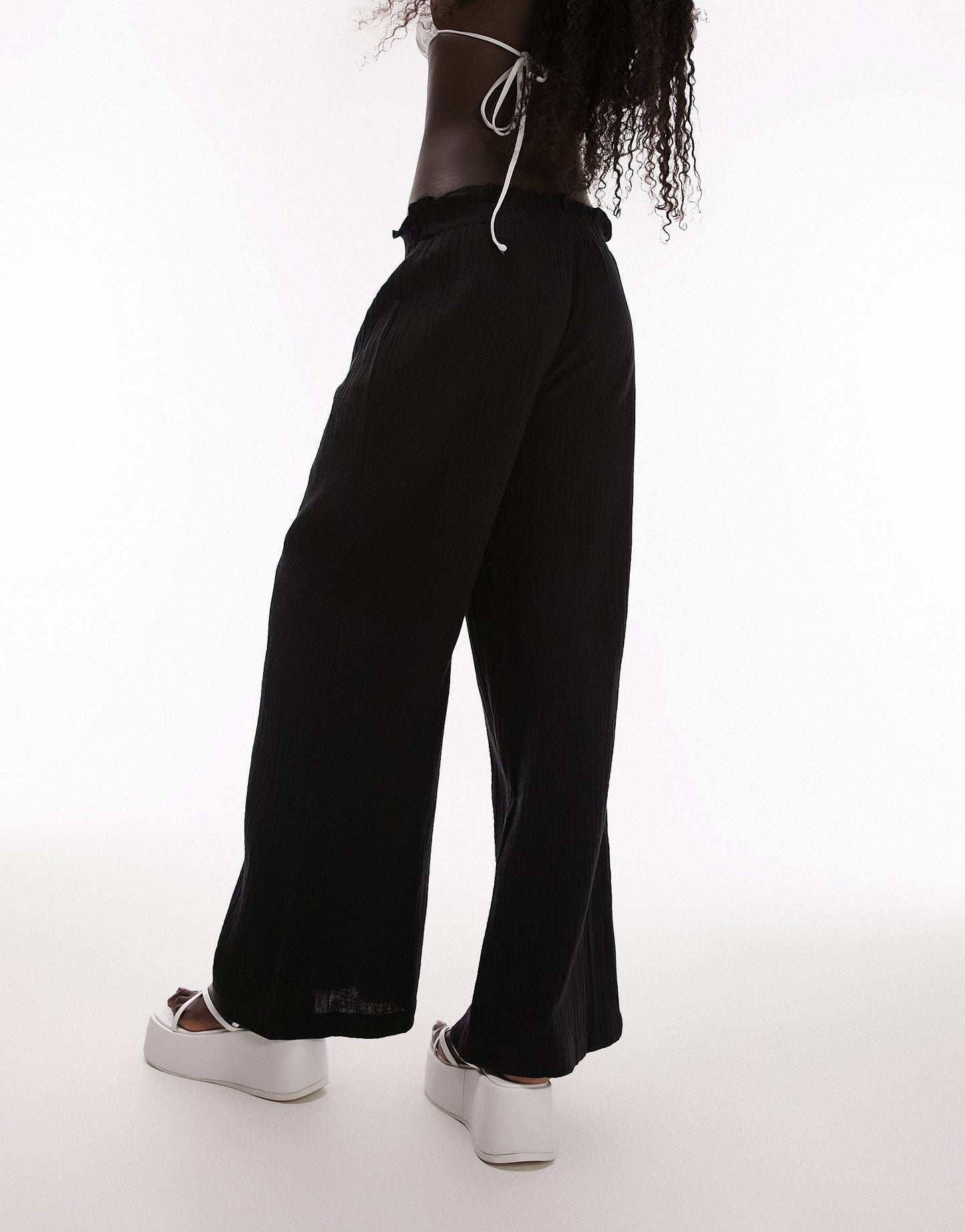 Topshop Tall beach trouser in black