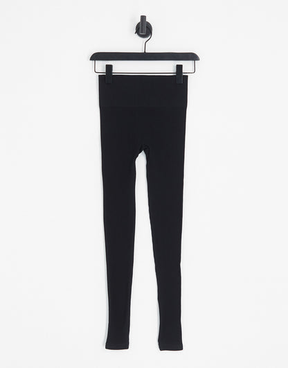 Stradivarius Tall seamless ribbed leggings in black