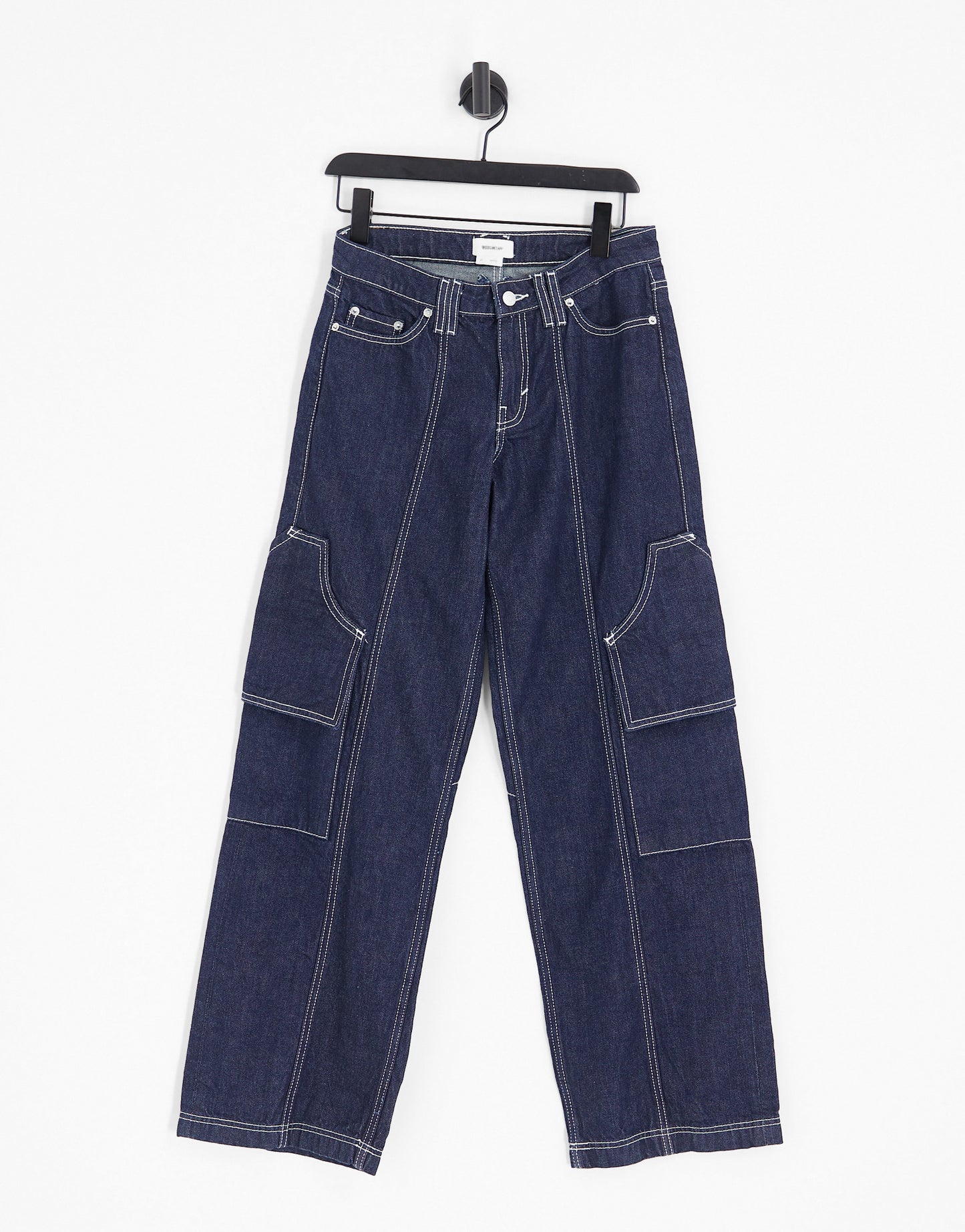 Weekday Mason utility cargo wide leg jeans in blue rinse wash