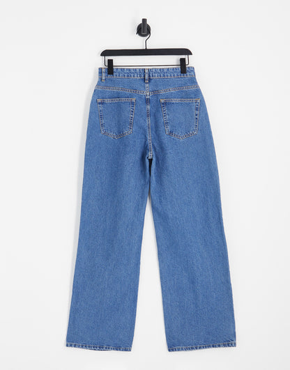 ASOS DESIGN relaxed dad jeans in mid blue