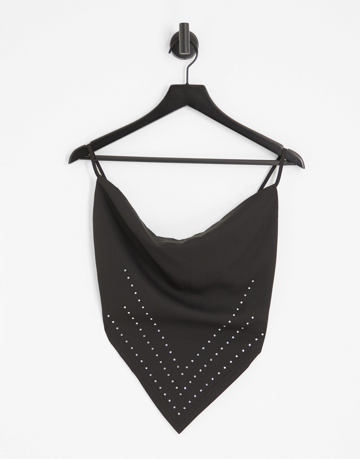 Heartbreak cowl neck top with handkerchief diamante hem co-ord in black