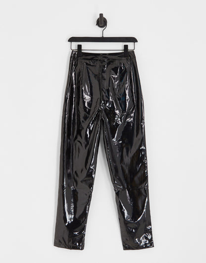 Heartbreak PU tailored trousers in black