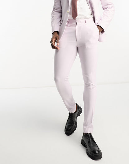 ASOS DESIGN wedding super skinny suit trouser in pale pink