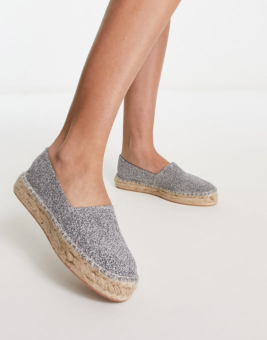 South Beach metallic espadrille in silver