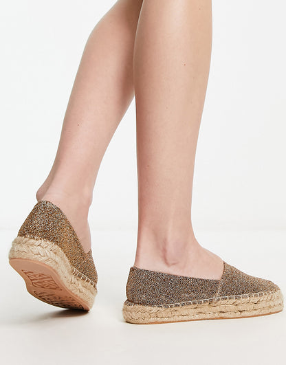 South Beach metallic espadrille in gold