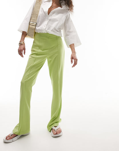 Topshop co-ord feminine high waisted split back trouser in lime