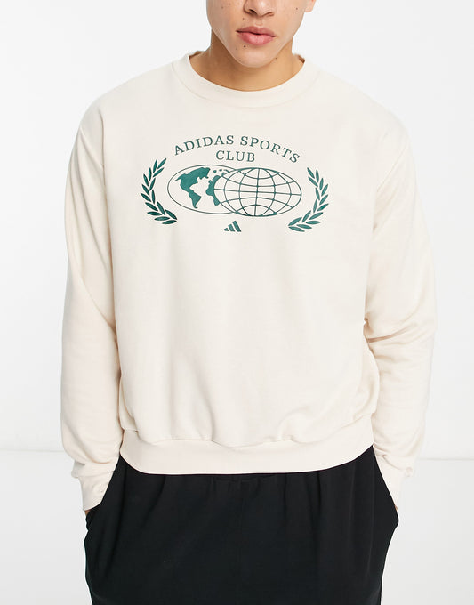 adidas Sports Club oversized sweat in off-white