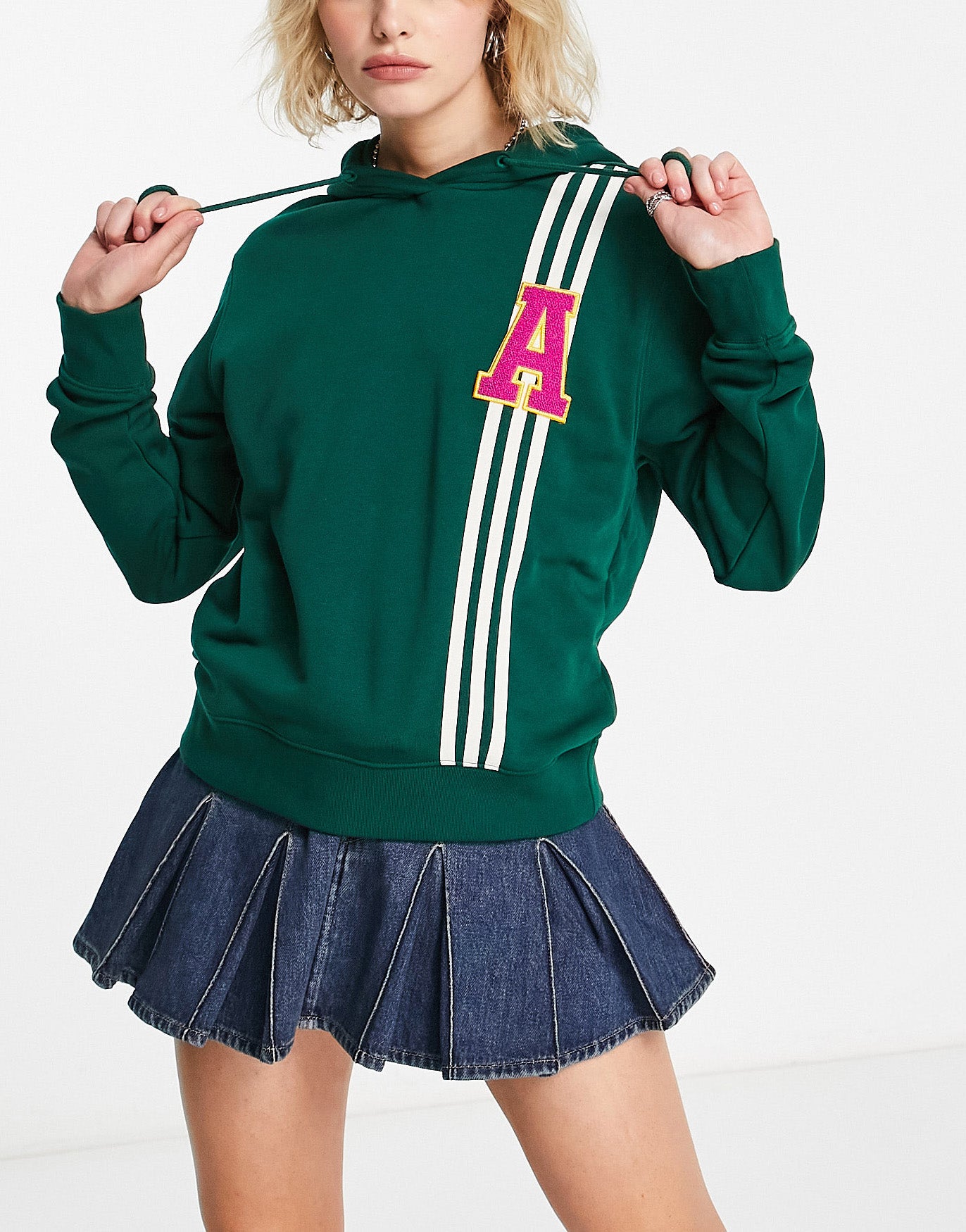 adidas Originals varsity logo hoodie in green