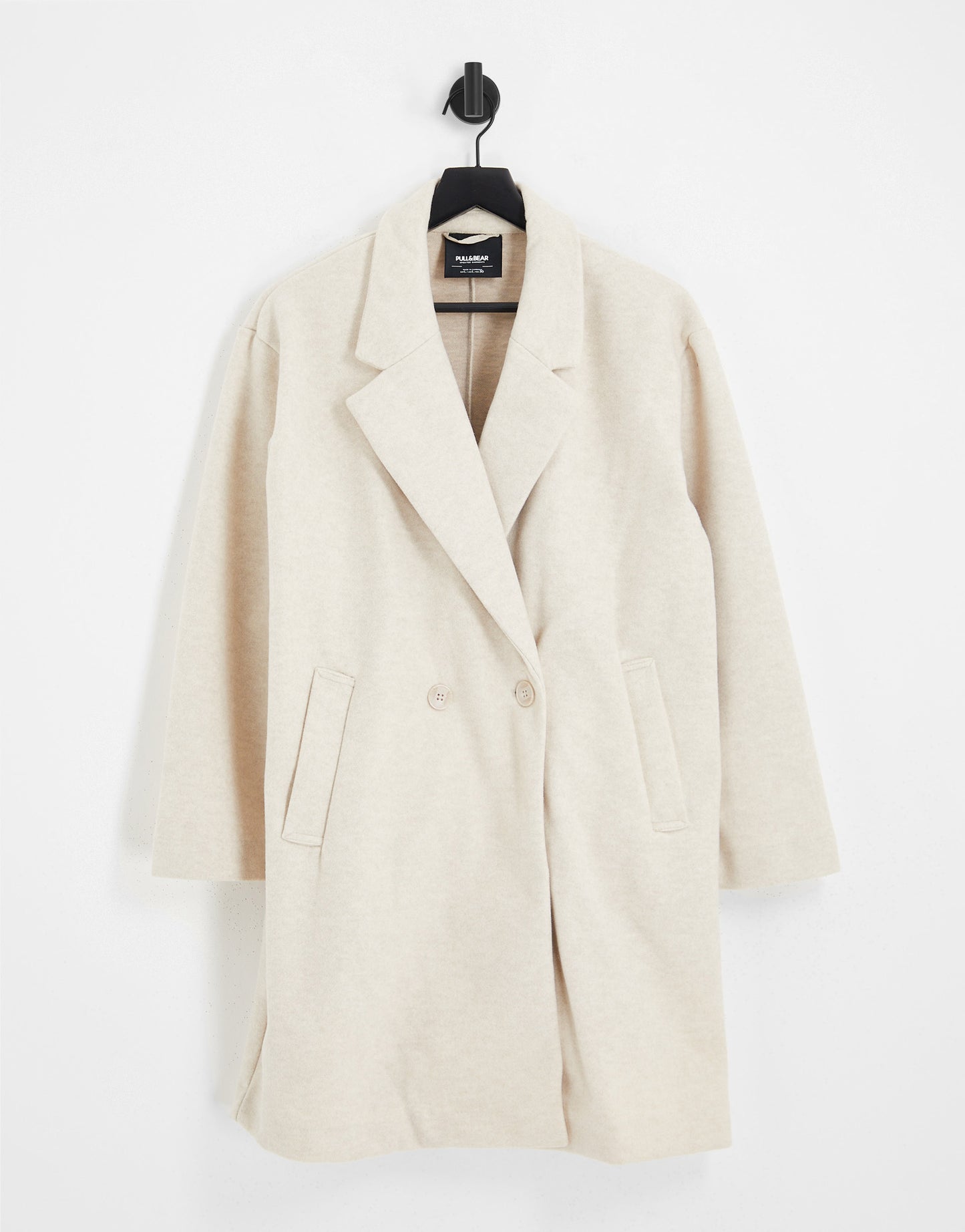 Pull&Bear tailored longline pea coat in beige