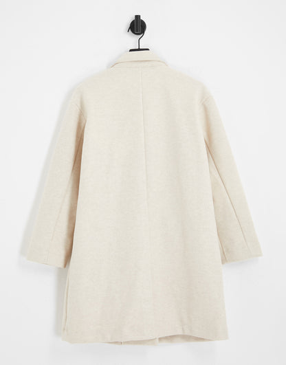 Pull&Bear tailored longline pea coat in beige