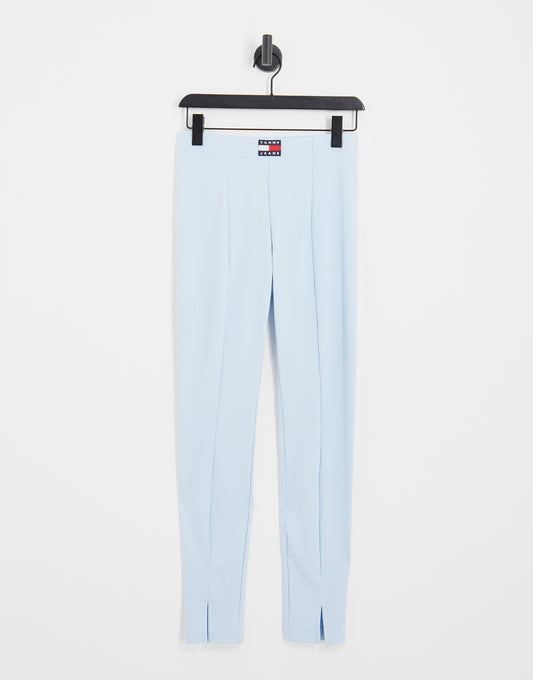 Tommy Jeans centre badge logo leggings in light blue