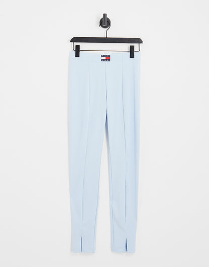 Tommy Jeans centre badge logo leggings in light blue