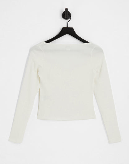 Monki bustier seam detail jersey top in off white