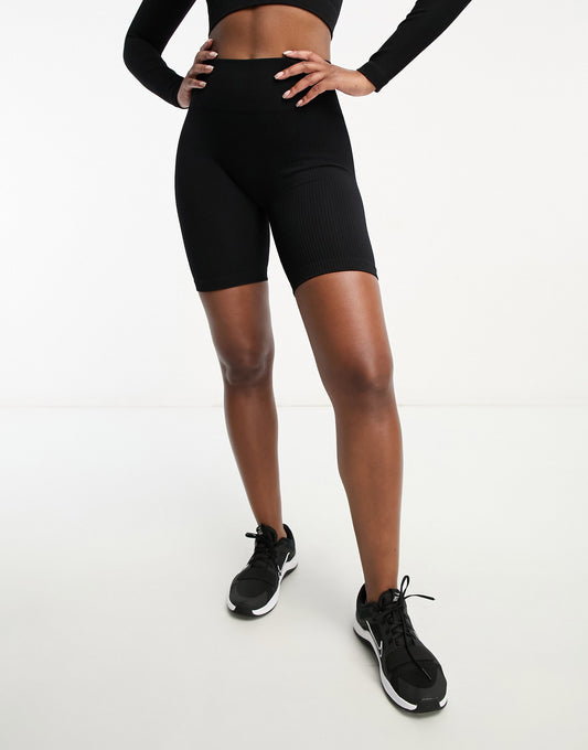 Hoxton Haus seamless gym legging shorts in black