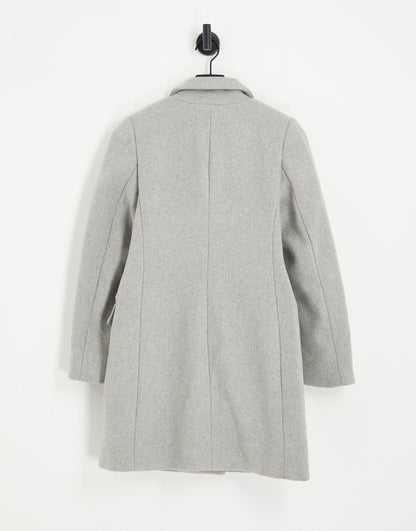 Stradivarius double breasted wool coat in grey