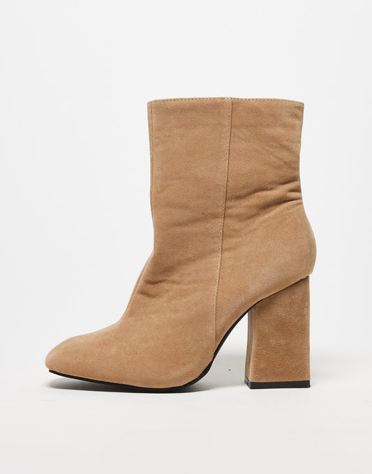 Pimkie faux suede heeled ankle boots in camel