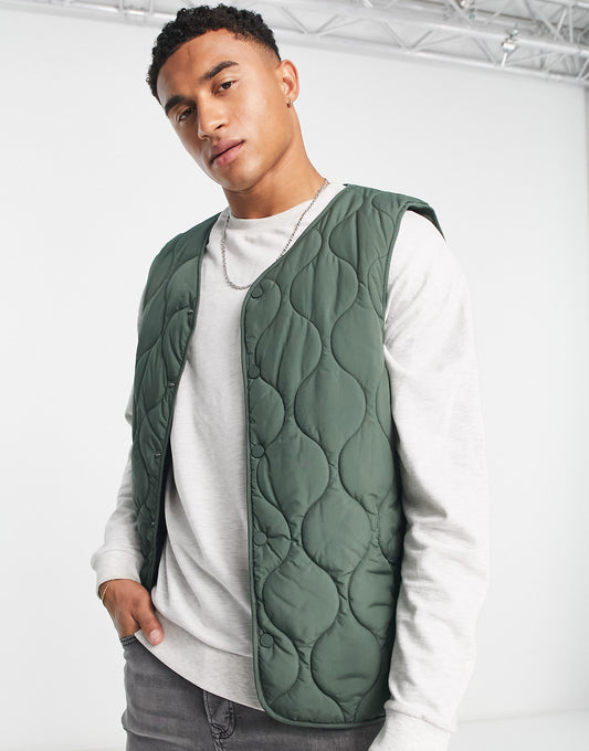 New Look quilted gilet in khaki