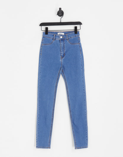 Pull&Bear skinny high waisted jeans in medium blue