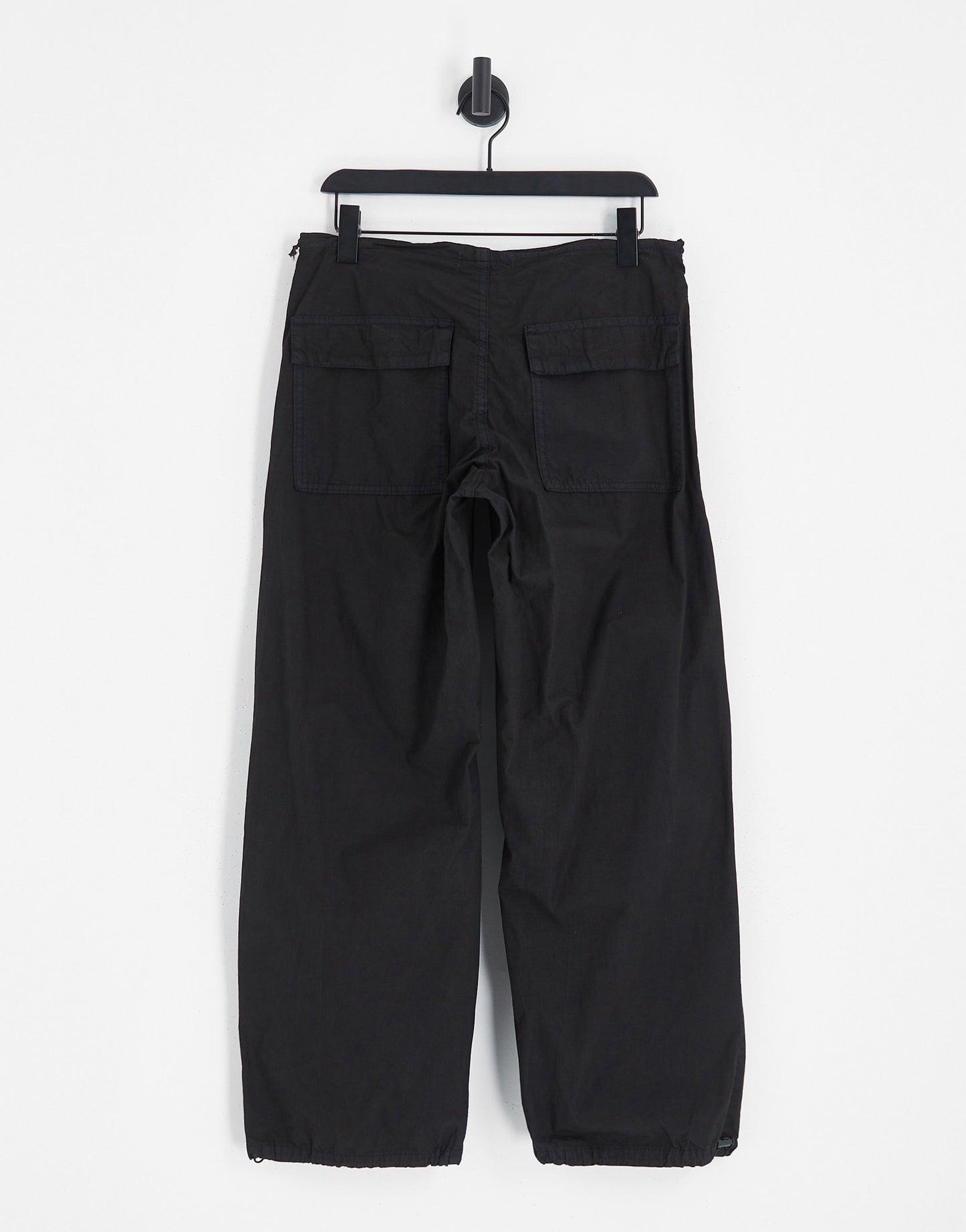 Pull&Bear nylon cargo parachute pants in black