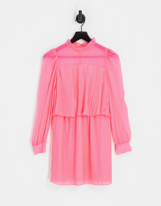 River Island pleated mini dress in pink