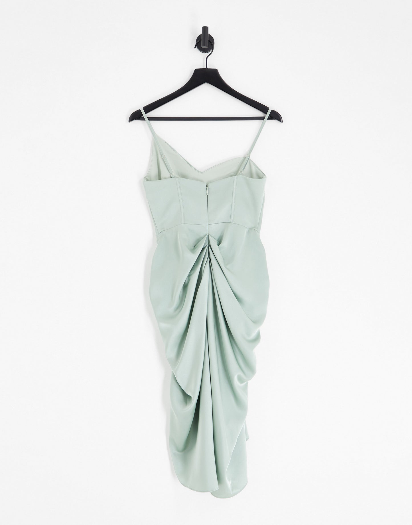 Lavish Alice satin corset midi dress with draped skirt in sage