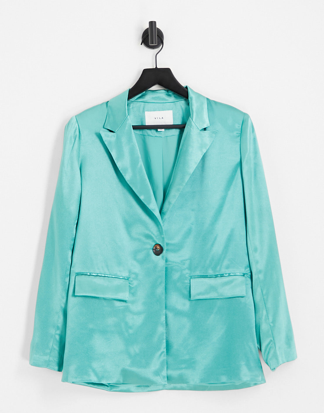 Vila satin blazer co-ord in green