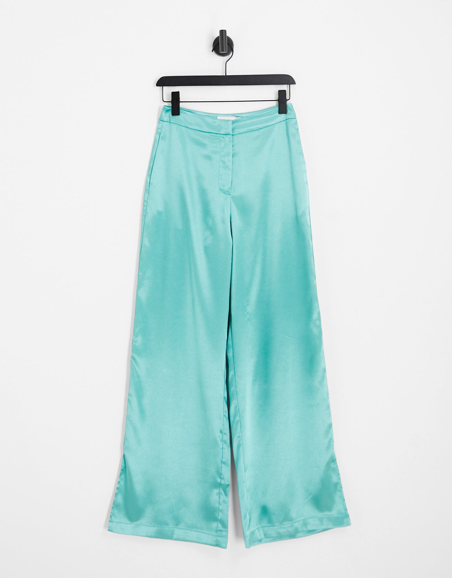 Vila satin tailored wide leg trouser co-ord in green