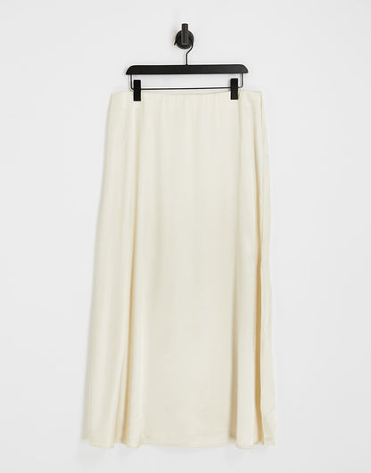 Vila Curve Bridal satin midi skirt co-ord in cream