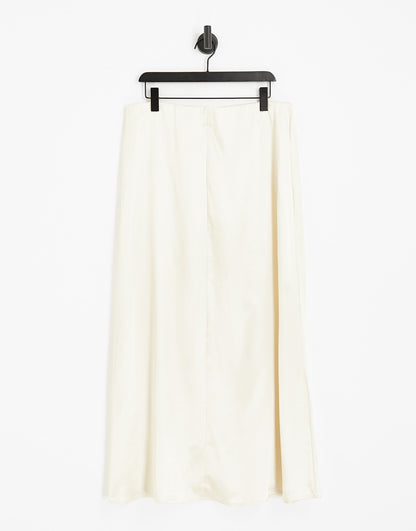 Vila Curve Bridal satin midi skirt co-ord in cream