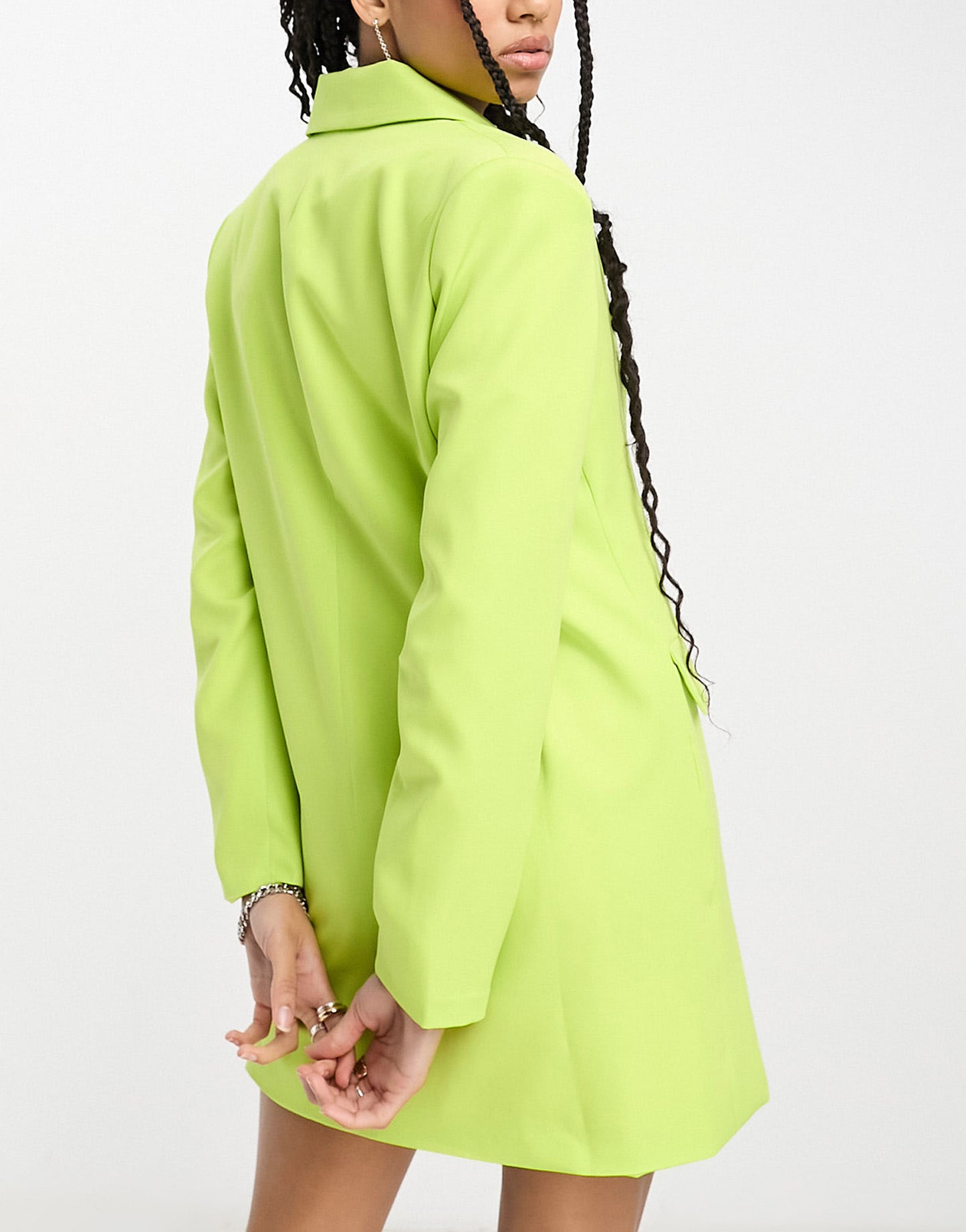 Extro & Vert boxy blazer dress in chartreuse with button details