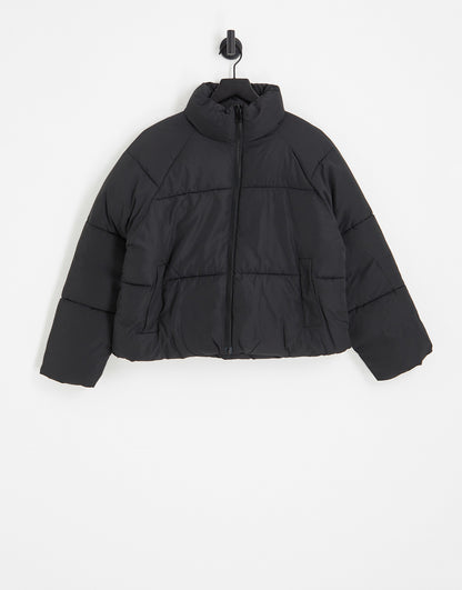 Monki padded jacket in dark black