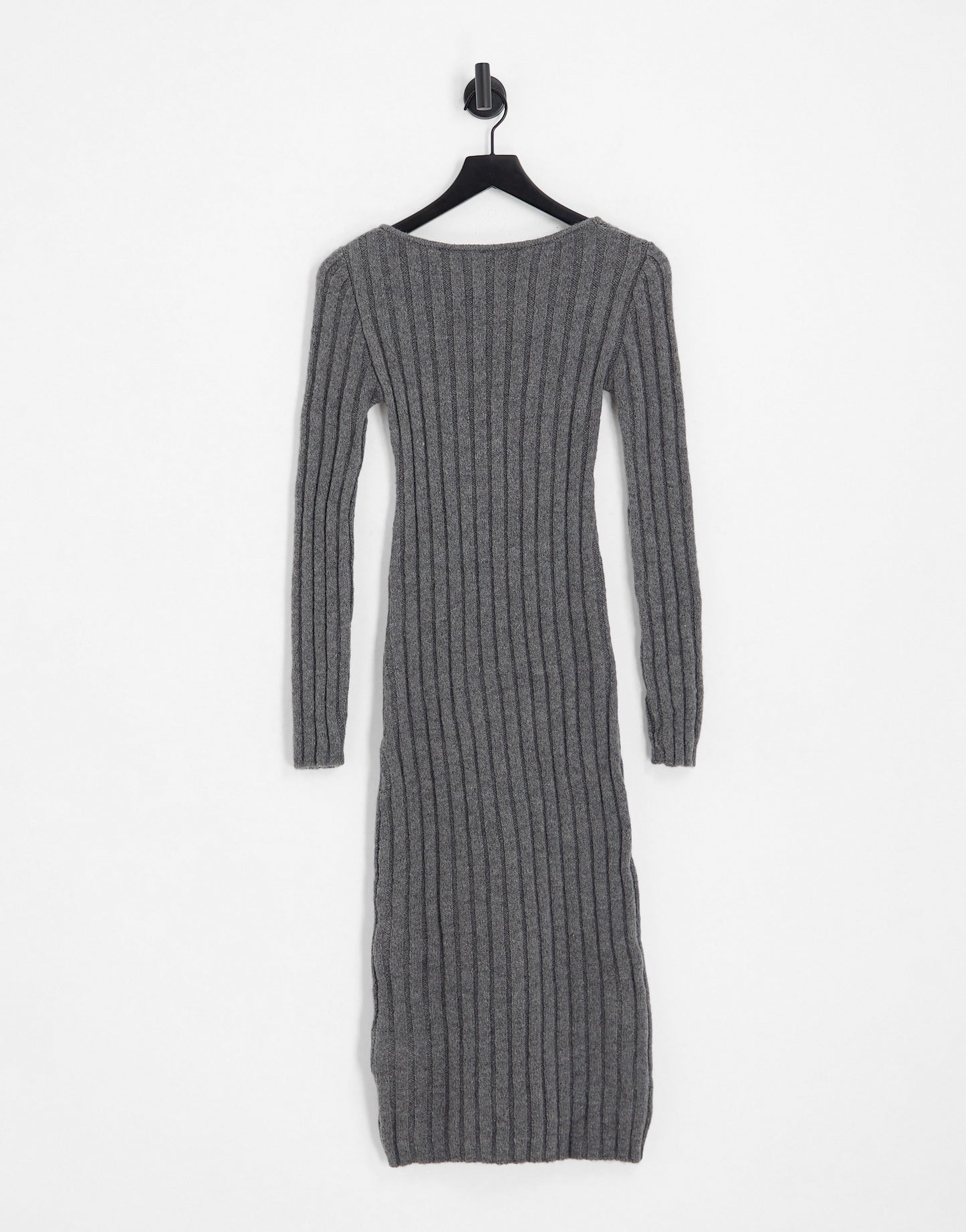 Edited square neck fitted jumper dress in charcoal