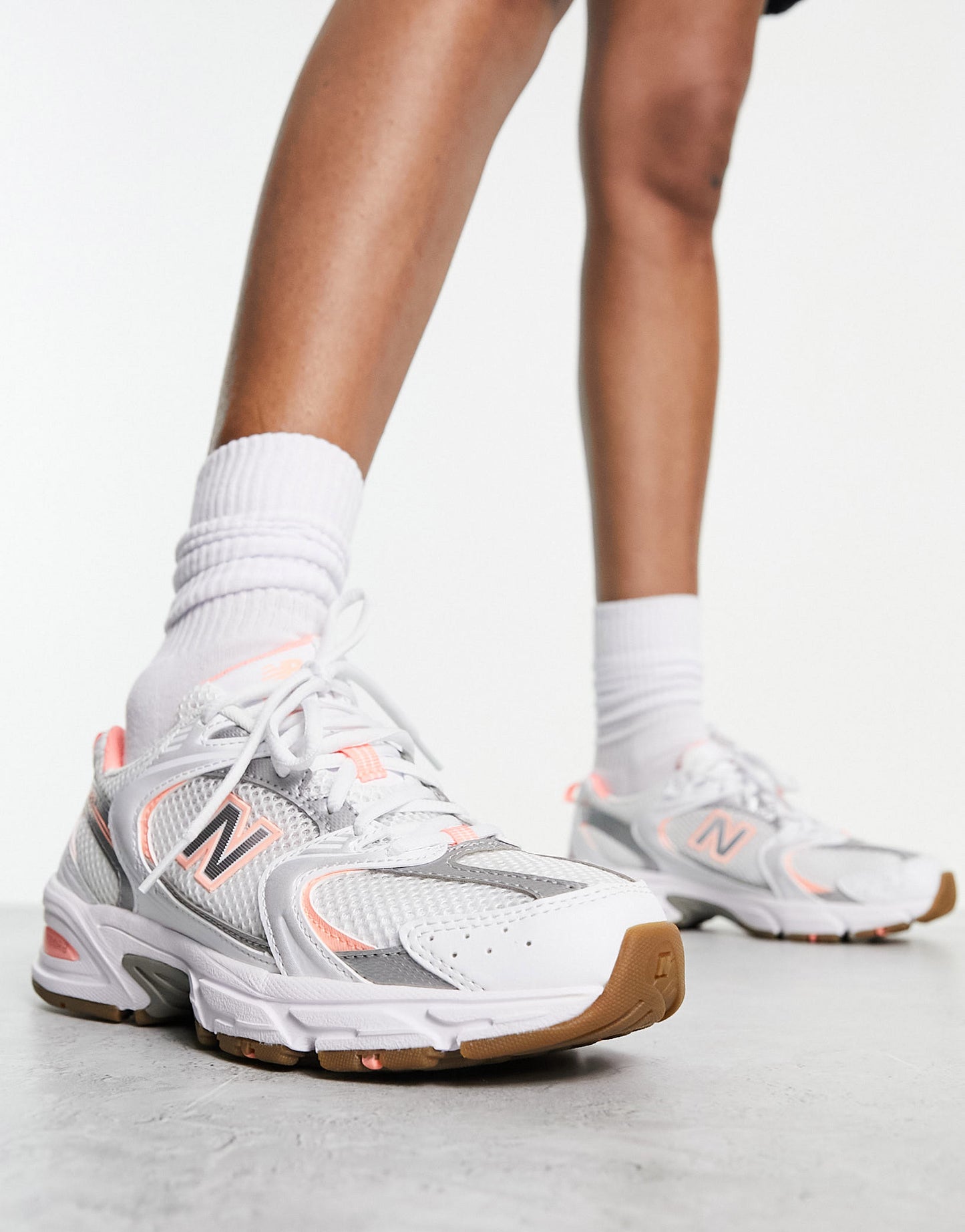 New Balance 530 trainers in white & pink - exclusive to ASOS