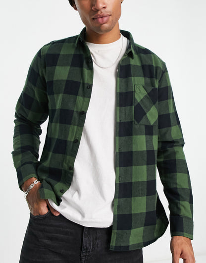 New Look buffalo check shirt in khaki check